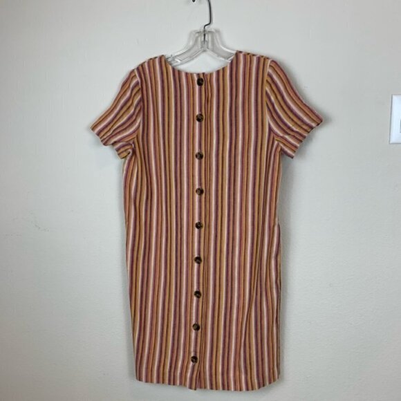 Madewell Button Back Easy Dress in Rainbow Stripe Size XS - Picture 3 of 5
